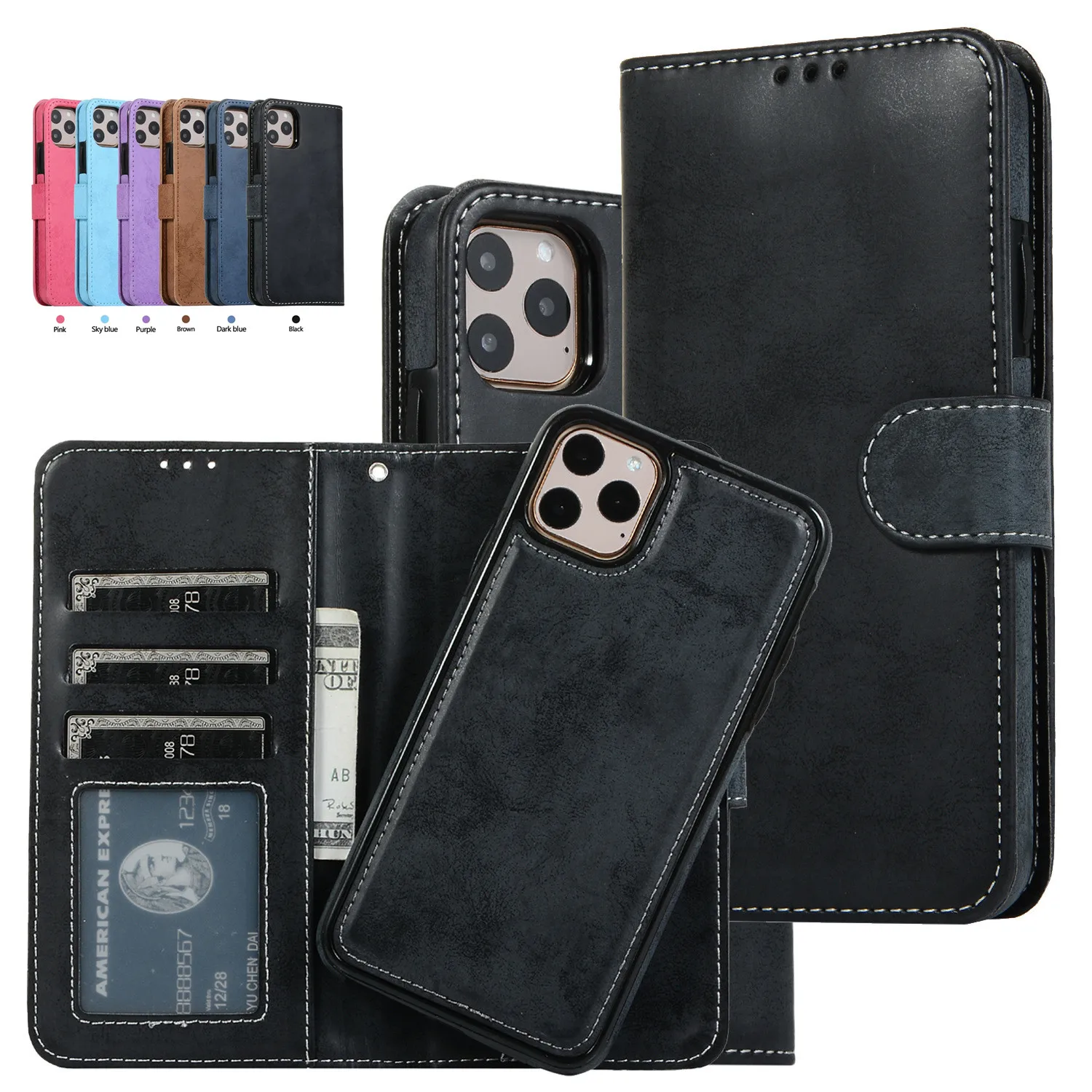 Phone Cases Classy - Étui portefeuille à rabat amovible en